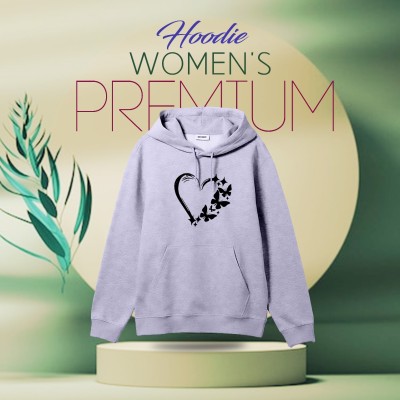 Premium Comfortable (Love Butterflies-Light Purple) Ladies winter hoodie